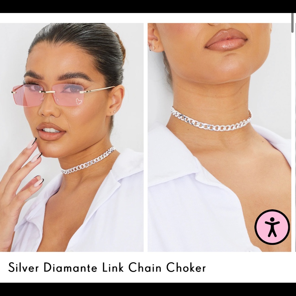 Silver Diamante Link Choker